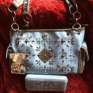 🆕🔥NWT,Montana West,Bling, Light Blue Purse Set🔥